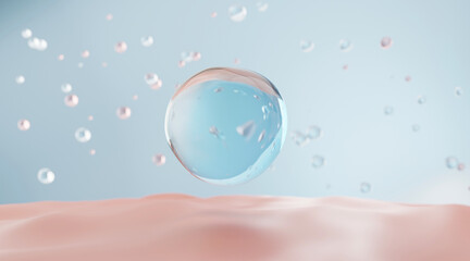 3D Collagen Skin Serum and Vitamin illustration isolated on soft color background. concept skin care cosmetics solution. 3d rendering.	
