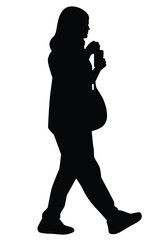 Woman silhouette vector on white background ,people in black and white, illustration for creative content.