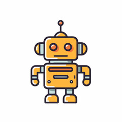 Cute robot flat color vector icon on white background. Artificial intelligence concept.