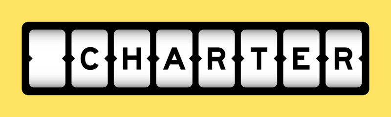 Black color in word charter on slot banner with yellow color background