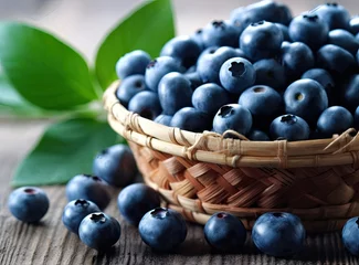 Foto op Plexiglas Fresh blueberries background with copy space for your text. Blueberry antioxidant organic superfood in a bowl concept for healthy eating and nutrition. Created with Generative AI technology. © lililia