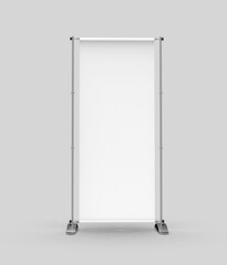 White blank empty high resolution Business Roll Up and Standee Banner display mock up Template for your Design Presentation. 3d illustration.