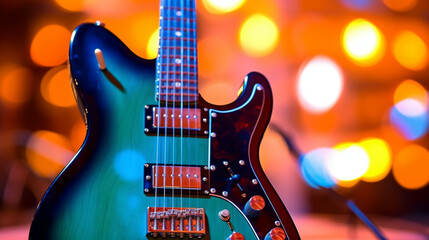 Fototapeta premium Electric guitar against a bokeh background Generative AI