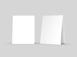 Table tent card template. Blank white 3d illustration.