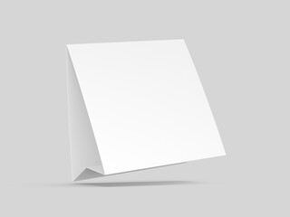 Blank table tent card. Blank white 3d illustration.