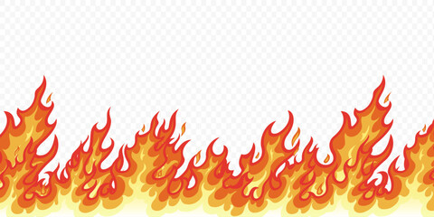 Flame pattern. Fire isolated on transparent background. Vector template.