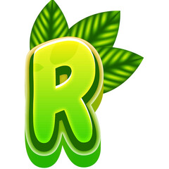 3D Green Leaf Uppercase Letter R Illustration
