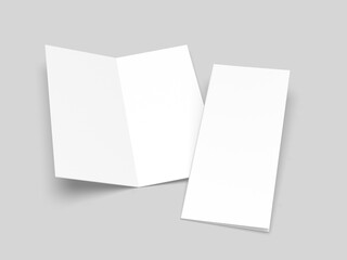 Half fold brochure blank white template for mock up and presentation design. 3d illustration.