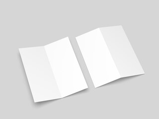 Half fold brochure blank white template for mock up and presentation design. 3d illustration.