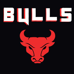 typography T-shirt, vector typography and design illustration, Bulls T-shirt, Chicago bulls, T-shirts for clothing and merchandise print 