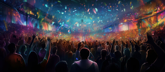 Immersed in the Atmosphere: Crowd at Live Event Embraces Technology and Unity - Generative AI