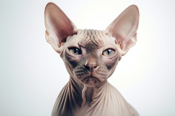 Very intimidating look of sphynx cat on white background Generative AI