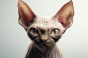 Very intimidating look of sphynx cat on white background Generative AI