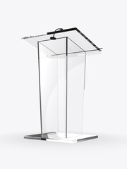 Blank podium speech stand 3d template illustration.