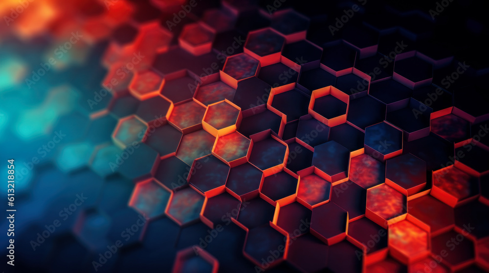 Poster abstract background with hexagons. generative ai