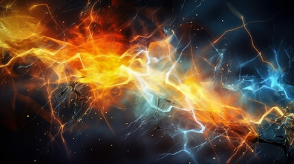 Futuristic Energies: Abstract Background with Vibrant Lightnings. Generative AI.