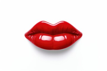 Red glossy lips isolated on white background. Beautiful red lips isolated on white background. Closeup sexy of female lips. ruby smile, red glossy lips. generative AI