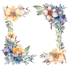 compose of a captivating border fram in watercolor desing isolated against transparent background