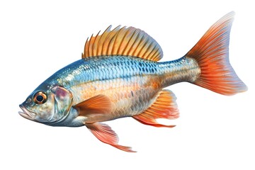 Fototapeta premium drawing of colored fish isolated on white background. Generated by AI.