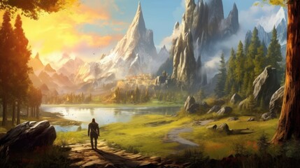 Fototapeta premium Fantasy Landscape Game Art