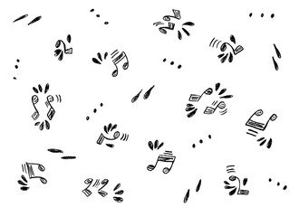 black musical notes on a white background