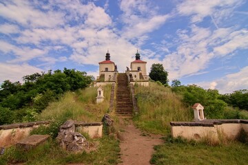 A calvary at the top of the hill near Ustek, Czech republic