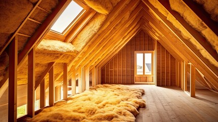 Fototapeta Thermal-Safe Attic: Protecting Your Home with Insulation and Eco-Friendly Materials, Generative AI obraz