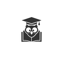 OWL EDUCATION VECTOR, Graduation symbol. Teacher icon image. Owl with book icon