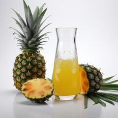Pineapple juice isolated on white background. Generative AI