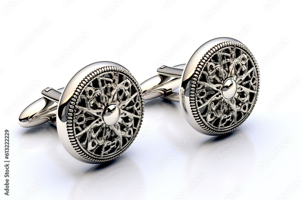 Poster cufflinks isolated on white background. generated by ai