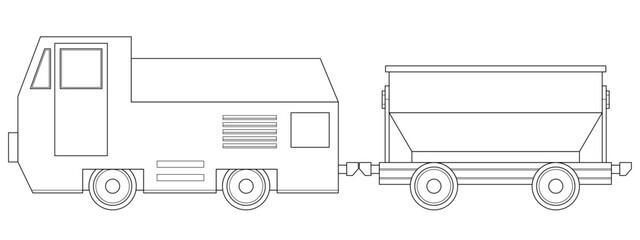 Underground, Railway wagon. Equipment for high-mining industry. Mining clay in quarry.