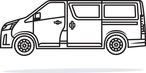Minibus vector mockup. Isolated template of minivan vehicle branding and corporate identity. View from the side.
