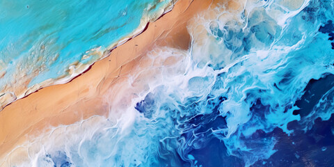  illustration of beautiful abstract pattern of sea and beach in color painting style.summer or holiday background.generative ai art