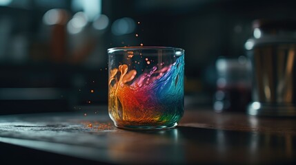 illustration of a glass filled with colorful liquid 3d