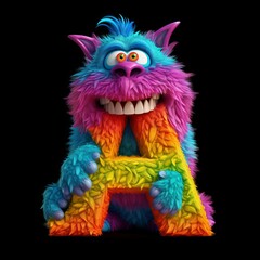 Naklejka premium A Monster with the Letter A