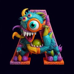 Fototapeta na wymiar A Monster with the Letter A
