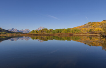 Beautiful Scenic Reflection Landscape in the Tetons in Autumn