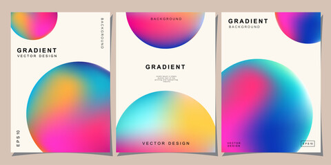 Set of creative covers or posters concept in modern minimal style for corporate identity, branding, social media advertising, promo. Minimalist cover design template with dynamic fluid gradient.