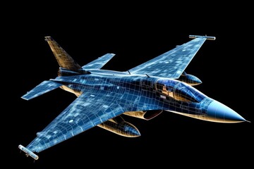 Fototapeta na wymiar Fighter jet in flight against a blue sky. Generative AI