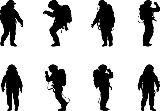 set of astronaut silhouettes