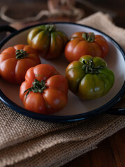 Red and green beefsteak tomatoes