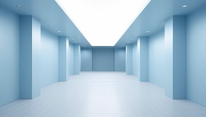 A blue liminal space. minimal architecture. Blue museum interior. Generative AI