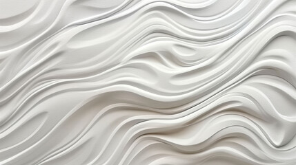 A minimalist white wall with abstract wavy lines. Generative ai