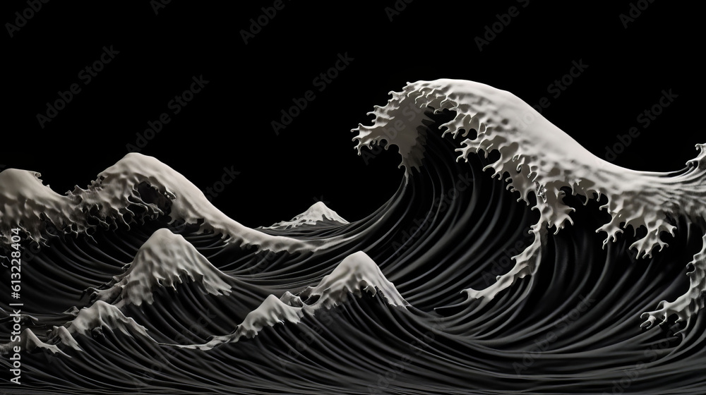 Poster a monochromatic wave pattern. generative ai
