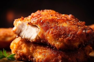 Delicious juicy fried chicken on a plate, ready to be enjoyed. Generative AI