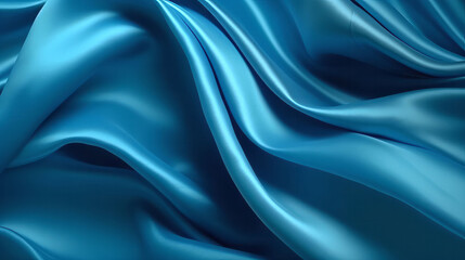 Obraz premium Flying blue silk textile fabric flag background. Generative ai