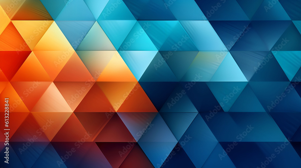 Poster colorful triangles creating an abstract background. generative ai