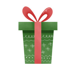 Cartoon Green box with Christmas gift