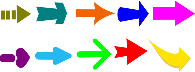 Fototapeta premium The direction of the arrow, colorful. Replaceable vector design.