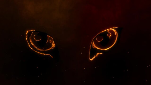 video animation of eyes cat in neon style